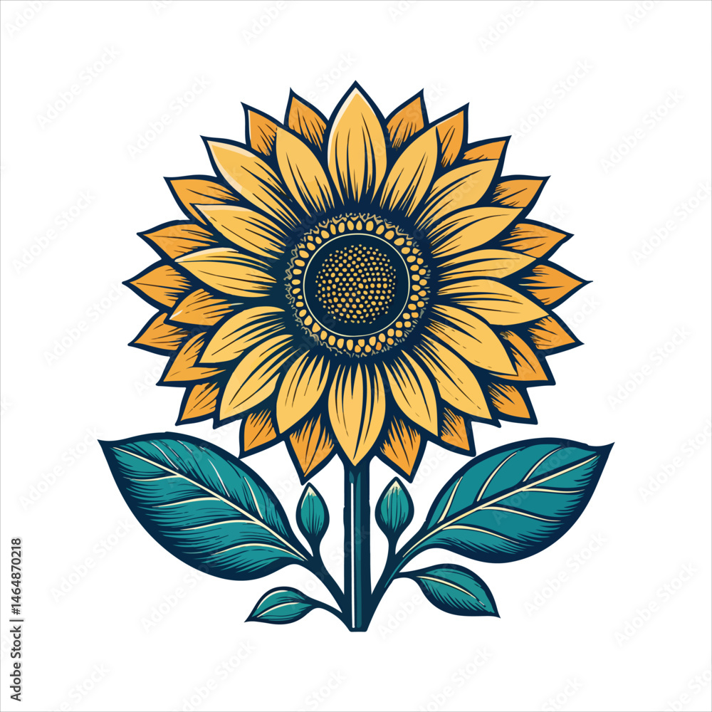 Fototapeta premium sunflower vector illustration t-shirt Sunflower Silhouette vector illustration, Sunflower Silhouette Bundle