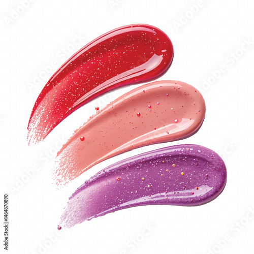realistic smooth glossy cosmetics swatches in different colour style isolated on transparent background