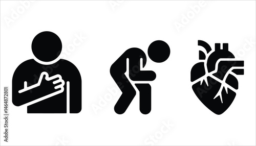 Health and Fitness Icons: Heart, Pain, and Wellness Symbols