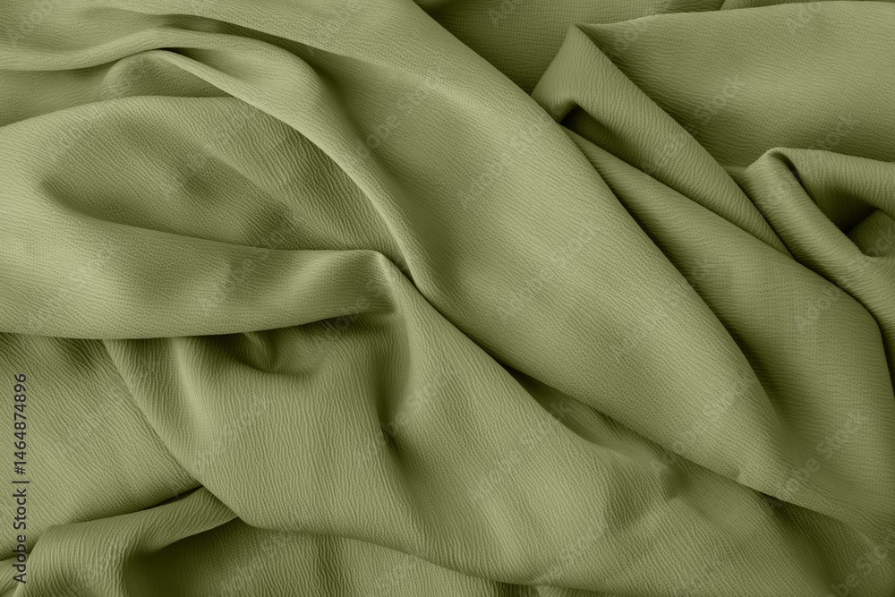 Obraz premium Elegant fabric texture in green color with soft flowing folds and creases