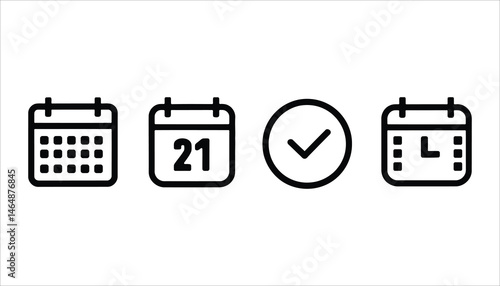 Calendar and Time Icons Date, Schedule, Clock, and Event Markers