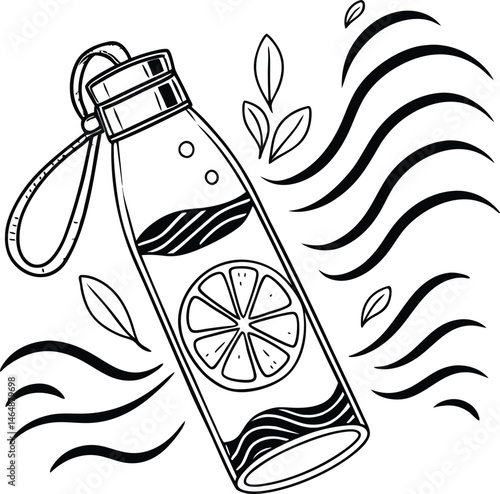 A white lighthouse tower stands as a historic coastal beacon, guiding navigation along the rocky island coastline under the vast sky and open sea,summer tropical beach seamless pattern Cute hand-drawn