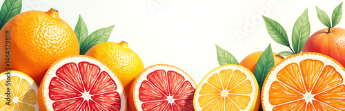 vibrant colorful medley citrus fruits juicy oranges lemons grapefruits set