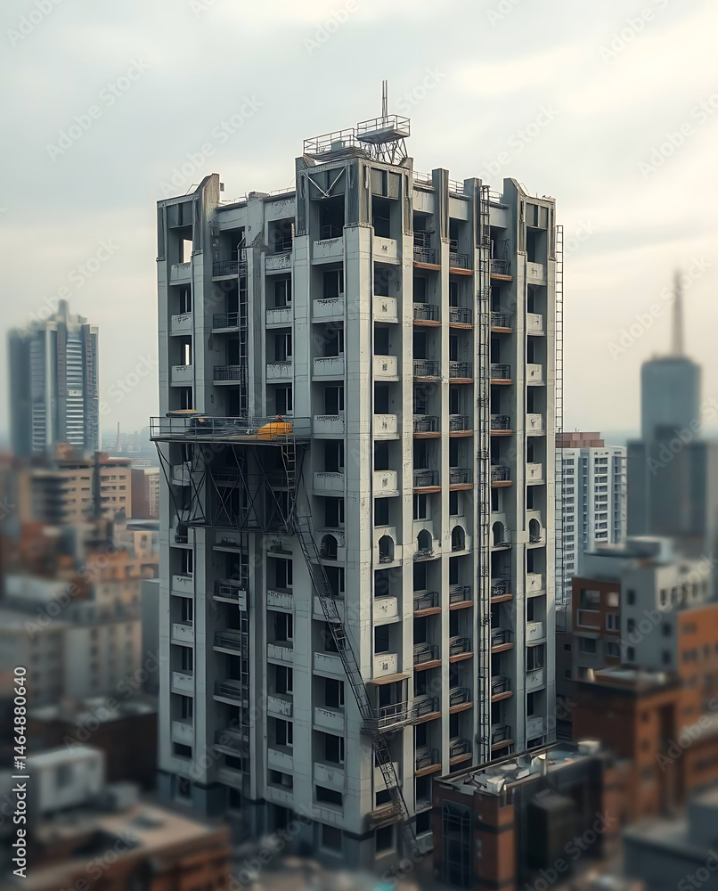 Fototapeta premium Post-Apocalyptic Brutalist Fortress, created by generative ai, brutalism building