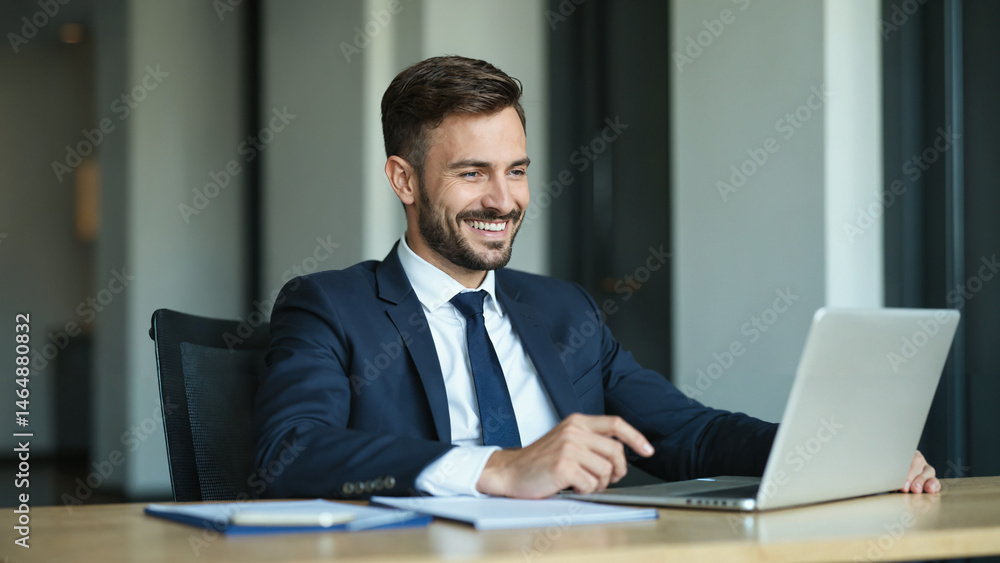 Businessman working in office.