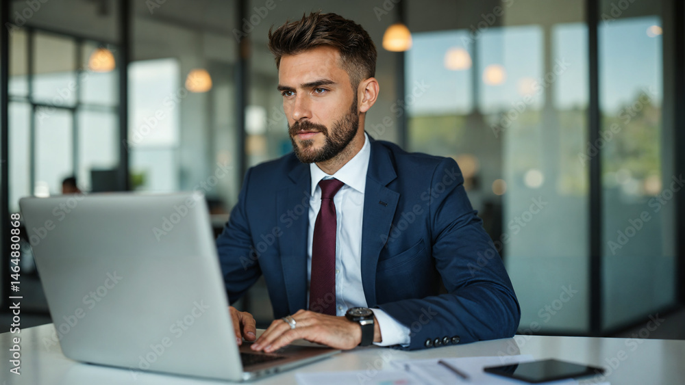 Businessman working in office.