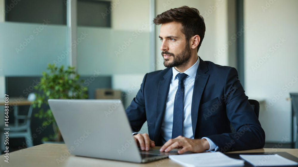 Businessman working in office.