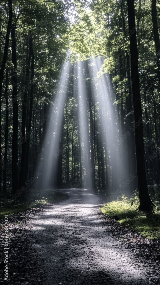 Fototapeta premium Sunlight Breaking Through the Forest TreesSunlight Breaking Through the Forest Trees