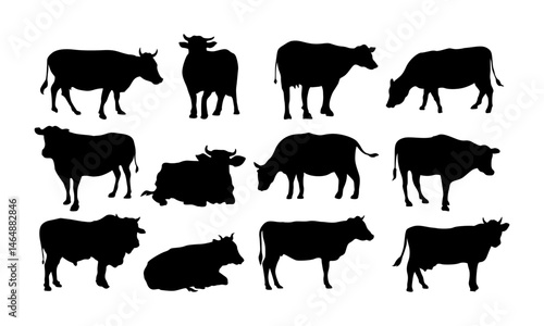 vector collection of cow silhouettes