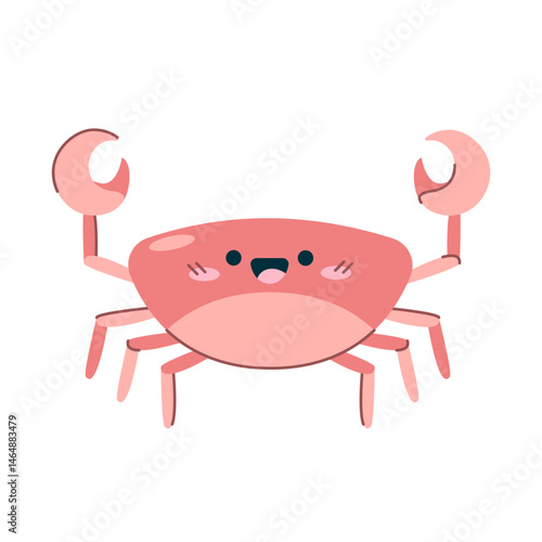 Hand drawn sea animal pink crab