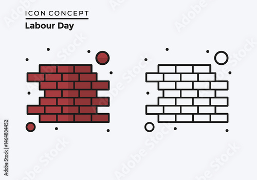 Icon Concept Labour Day or Brick Wall Icon Set for Labour Day