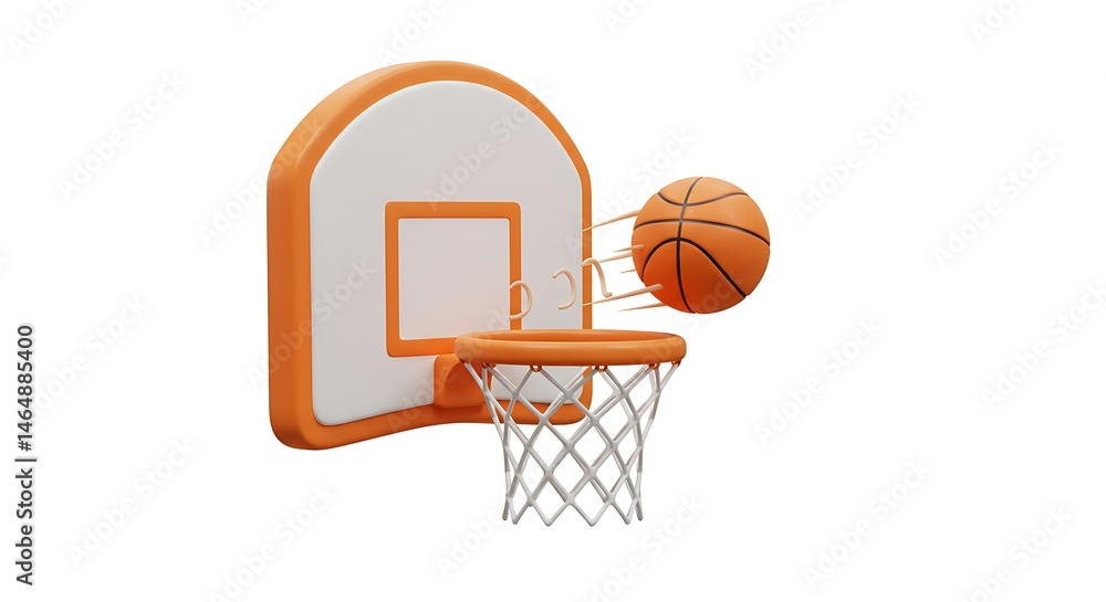 Naklejka premium Basketball Ball Flying Towards the Net Illustration