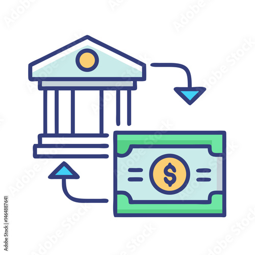 Bank Money Transfer Payment Icon Design