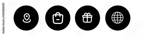 Web icon set on black and white buttons