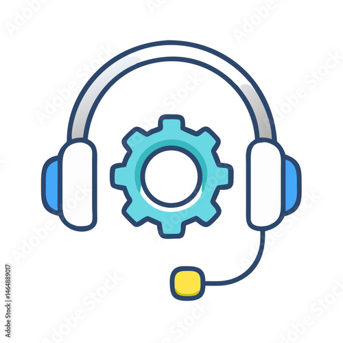 Business Headset Customer Support Icon Design