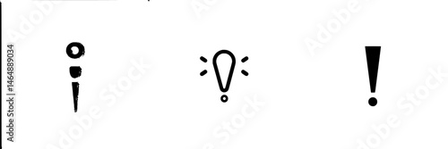 Vector illustration icons representing information, alertness, and emphasis in a minimalist design suitable for various applications
