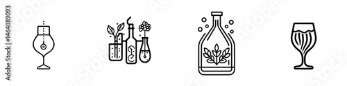 Elegant vector illustration of various beverages and cocktail elements for graphic design projects
