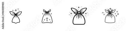 Vector illustration featuring gift bags with decorative bows and sparkles for festive occasions celebrating joy and generosity