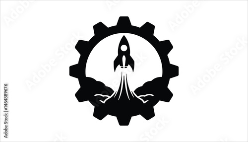 Rocket and Gear Icon Innovation, Technology, and Space Exploration