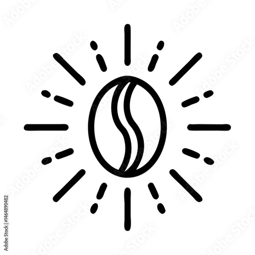 Coffee Bean with Rays Icon Design