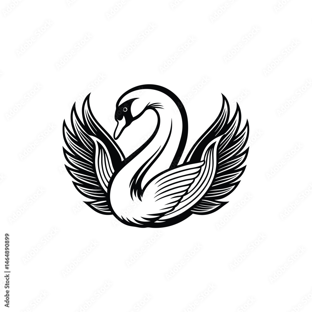 Elegant Line Art Swan Logo Vector Illustration Elegant Line Art Swan Logo Vector Illustration