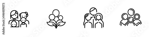 Family and relationships represented through vector illustration icons showcasing love and togetherness in a modern design