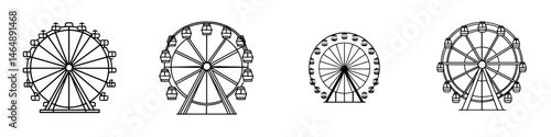 Ferris wheel vector icons representing different designs and styles for amusement parks and fairs