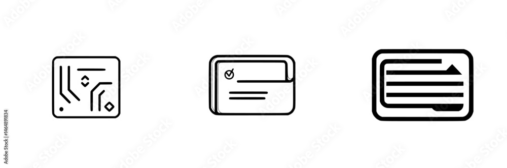 Vector illustration of digital card designs with circuit patterns and data layouts for modern technology applications Vector illustration of digital card designs with circuit patterns and data layouts for modern technology applications