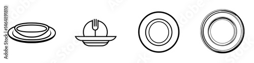 Illustration features a variety of plate designs suitable for culinary presentations and dining experiences across different settings