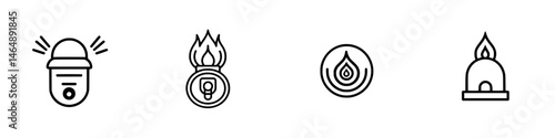 Vector illustration icons representing emergency alerts and safety signals in a minimalistic design style