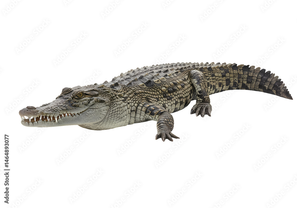 Naklejka premium Crocodile Image Reptile Wildlife Alligator Wild Animal Predator Dangerous Animal Nature Photography isolated on white background