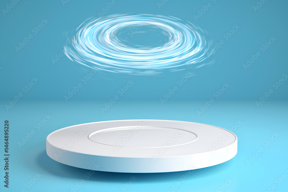 Obraz premium Minimalist product showcase with vortex effect, illuminated by serene light