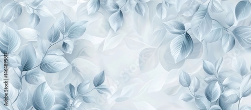 Delicate light blue leaves pattern