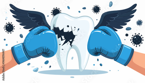 A Tooth With Wings Fights Germs In A Boxing Match