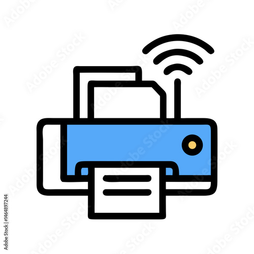 Network Printer Signal Connection Icon Design