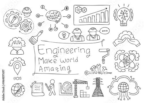 Doodle Illustration Set Featuring Business Growth and Marketing Elements with Charts, Ideas, and Creative Concepts on White Background