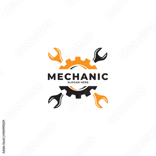 gear and wrench mechanic logo icon vector