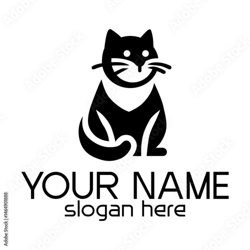 Smiling Black Cat Logo for Business