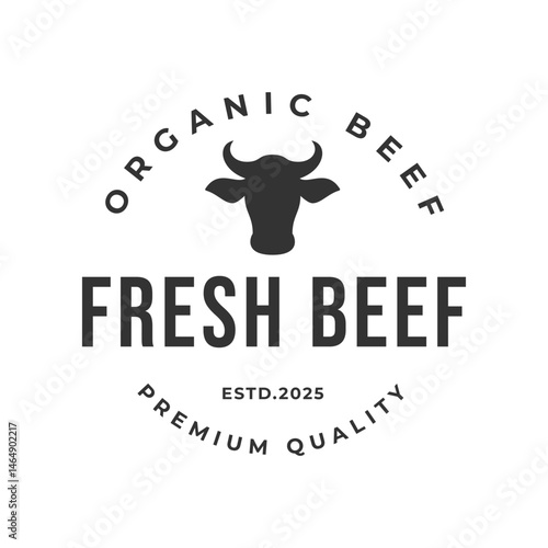 vintage fresh beef logo vector illustration badge design
