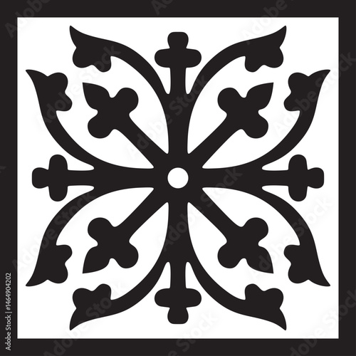 Vector black monochrome ancient Roman ornament elements. Classic European parts of patterns. Lilies and crowns
