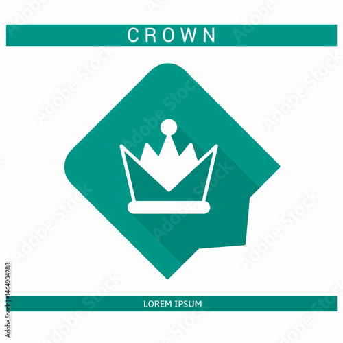 Design icon. Crown icon symbol in flat. Crown symbol design in flat with shadows. Stock vector.