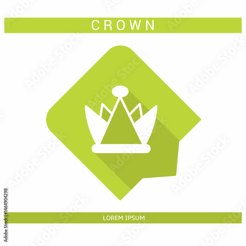 Design icon. Crown icon symbol in flat. Crown symbol design in flat with shadows. Stock vector.