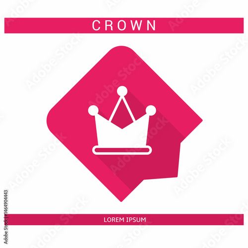 Design icon. Crown icon symbol in flat. Crown symbol design in flat with shadows. Stock vector.