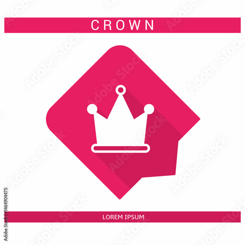 Design icon. Crown icon symbol in flat. Crown symbol design in flat with shadows. Stock vector.