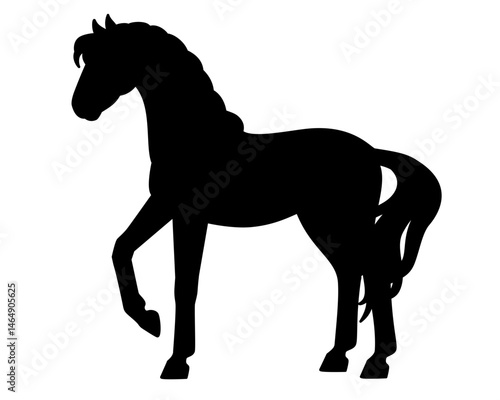 Horse, domestic animal symbol 2026 - vector silhouette image for logo, pictogram or stencil. Stallion is a thoroughbred graceful animal with a long tail.