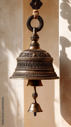 Ornate Antique Bronze Bell, Perfect for Home Decor