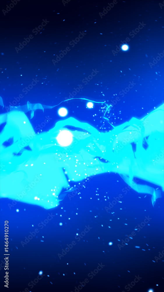 Fototapeta premium Abstract blue energy streams and particles floating in deep space, evoking cosmic and digital dynamics