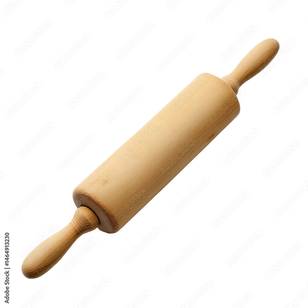 A close-up shot of a wooden rolling pin, perfect for baking. The rolling pin is made of light-colored wood and is isolated. A close-up shot of a wooden rolling pin, perfect for baking. The rolling pin is made of light-colored wood and is isolated.