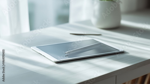 Wallpaper Mural Tablet and stylus on a light gray desk surface Torontodigital.ca