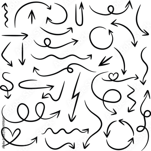 Hand Drawn Arrow Collection Diverse Styles Black White